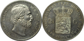 Europäische Münzen und Medaillen, Niederlande / Netherlands. Wilhelm III. (1849-1890). 2-1/2 Gulden 1869. Silber. KM 82. Vorzüglich