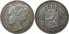 Europäische Münzen und Medaillen, Niederlande / Netherlands. Wilhelmina (1890-1948). 2-1/2 Gulden 1898. P.PANDER. Silber. KM 123. Sehr schön, kl. Krat...