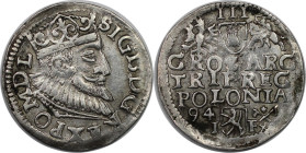 Europäische Münzen und Medaillen, Polen / Poland. Sigismund III Vasa (1587-1632). Dreigröscher (Trojak) 1594, Posen. Silber. 2,26 g. 21 mm. Kopicki 97...