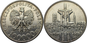 Europäische Münzen und Medaillen, Polen / Poland. 10 Jahre Gewerkschaft 'Solidarnosc'. 100000 Zlotych 1990. Silber. KM Y# 196.1. Vorzüglich, Kl.Kratze...