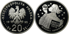 Europäische Münzen und Medaillen, Polen / Poland. Nicolas Copernic. 20 Zlotych 1995. 31,05 g. 0.925 Silber. 0.92 OZ. KM Y# 302. Polierte Platte