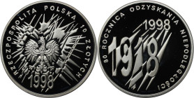 Europäische Münzen und Medaillen, Polen / Poland. Gedenkmünze. 10 Zlotych 1998. 14,14 g. 0.925 Silber. 0.42 OZ. KM Y# 350. Polierte Platte