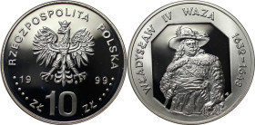 Europäische Münzen und Medaillen, Polen / Poland. Ladislaus IV. Wasa. 10 Zlotych 1999. 14,14 g. 0.925 Silber. 0.42 OZ. KM Y# 370. Polierte Platte