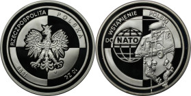 Europäische Münzen und Medaillen, Polen / Poland. Polens Beitritt zur NATO. 10 Zlotych 1999. 14,14 g. 0.925 Silber. 0.42 OZ. KM Y# 359. Polierte Platt...
