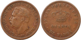 Europäische Münzen und Medaillen, Portugal. PORTUGIESISCHE BESITZUNGEN. India-Portuguese. 1/4 Tanga 1886. Kupfer. KM 308. Sehr schön-vorzüglich