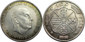 Europäische Münzen und Medaillen, Spanien / Spain. Francisco Franco (1939-1975). 100 Pesetas 1966. 18,93 g. Silber. KM 797. Fast Stempelglanz. Feine P...