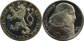 Europäische Münzen und Medaillen, Tschechoslowakei / Czechoslovakia. Johann Amos Comenius. 10 Kronen 1957. 12,0 g. 0.500 Silber. 0.19 OZ. KM 48. Polie...