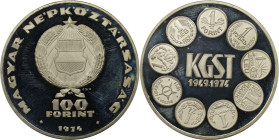 Europäische Münzen und Medaillen, Ungarn / Hungary. 25. Jahrestag von KGST. 100 Forint 1974. 22,0 g. 0.640 Silber. 0.45 OZ. KM 602. Polierte Platte