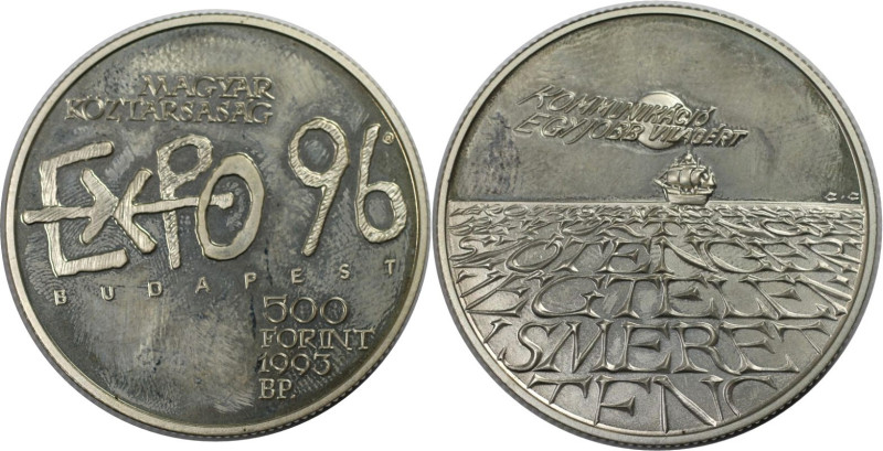 Europäische Münzen und Medaillen, Ungarn / Hungary. "EXPO '96". 500 Forint 1993....