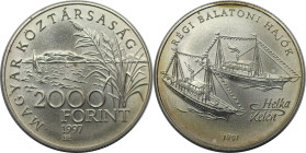 Europäische Münzen und Medaillen, Ungarn / Hungary. Alte Balaton Schiffe - Helka & Kelén. 2000 Forint 1997. 31,46 g. 0.925 Silber. 0.94 OZ. KM 722. St...