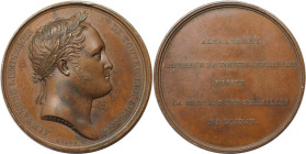 Russische Münzen und Medaillen, Alexander I. (1801-1825). Bronzemedaille 1814, von Andrieu. Auf den Besuch der Pariser Münze. 34,71 g. 40,9 mm. Diakov...
