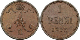 Russische Münzen und Medaillen, Alexander II. (1854-1881), Finnland. 1 Penni 1875, Helsinki. Kupfer. Bitkin 674. Vorzüglich-stempelglanz