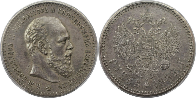 Russische Münzen und Medaillen, Alexander III. (1881-1894), Silber. Rubel 1888 A...