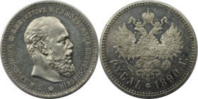 Russische Münzen und Medaillen, Alexander III. (1881-1894), Silber. Rubel 1890, Silber. Bitkin # 73 (R). NGC MS-61