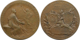 Russische Münzen und Medaillen, Alexander III. (1881-1894). Bronzemedaille 1891, von L.O. Roty. Auf die französische Ausstellung in Moskau, verliehen ...
