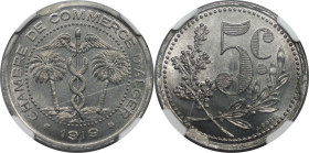Weltmünzen und Medaillen, Algerien / Algeria. 5 Centimes 1919. Chambre de Commerce d'Alger. Lec # 128. Aluminium. KM TnA1. NGC MS 66