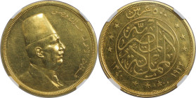 Weltmünzen und Medaillen, Ägypten / Egypt. Fuad I. 500 Piaster 1922 (AH 1340), London. Gold. KM 342. NGC PR60