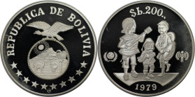 Weltmünzen und Medaillen, Bolivien / Bolivia. Internationales Jahr des Kindes. 200 Pesos 1979. 23,33 g. 0.925 Silber. 0.69 OZ. KM 198. Polierte Platte...