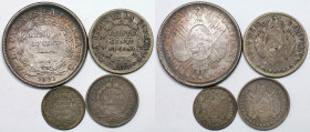 Weltmünzen und Medaillen, Bolivien / Bolivia, Lots und Sammlungen. 5 Centavos 1872, 10 Centavos 1870, 20 Centavos 1873, 50 Centavos 1893. Lot von 4 Mü...