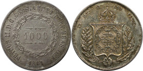 Weltmünzen und Medaillen, Brasilien / Brazil. Peter II. 1000 Reis 1861. Silber. Vorzüglich