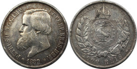 Weltmünzen und Medaillen, Brasilien / Brazil. Pedro II. (1831-1889). 2000 Reis 1889. Silber. KM 485. Stempelglanz
