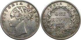 Weltmünzen und Medaillen, Indien / India. Britisch - Indien. Victoria (1837-1910). 1 Rupee 1840. Silber. KM 457.3. Sehr schön. Patina