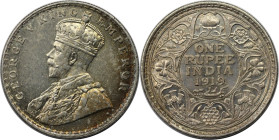 Weltmünzen und Medaillen, Indien / India. Britisch Indien. George V. (1910-1936). 1 Rupee 1919. 11,66 g. 0.917 Silber. 0.34 OZ. KM 524. Stempelglanz. ...