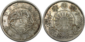Weltmünzen und Medaillen, Japan. Mutsuhito. 20 Sen 1871. Silber. KM Y# 3. Fast Vorzüglich. Patina