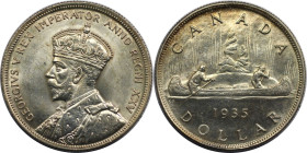 Weltmünzen und Medaillen, Kanada / Canada. 25 Jahre Regierungszeit von König George V. 1 Dollar 1935. 23,33 g. 0.800 Silber. 0.6 OZ. KM 30. Fast Stemp...