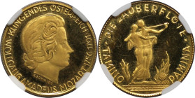 Medaillen und Jetons, Gedenkmedaillen. Deutschland. Mozart-Goldmedaille ND (1991) von R. Schmidt. 3,45 g. 20 mm. Vs.: Büste von Mozart rechts. Rs.: Di...
