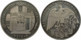 Medaillen und Jetons, Gedenkmedaillen. Goethe-Schiller. Medaille 1991. Polierte Platte. Patina. Min.berührt.