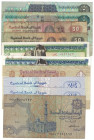 Banknoten, Ägypten / Egypt, Lots und Sammlungen. 3 x 25 Piastres ND, I-II, 25 Piastres 1975 (P.032) II, 25 Piastres 1978 (P.33) II, 50 Piastres 1981 (...