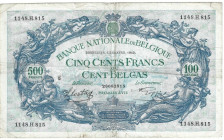 Banknoten, Belgien / Belgium. 500 Francs / 100 Belgas 1942. Pick 109. III
