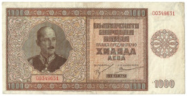 Banknoten, Bulgarien / Bulgaria. 1000 Leva 1942. Pick: 61. II-