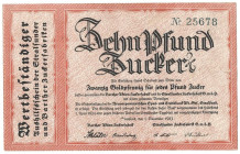 Banknoten, Deutschland / Germany. Deutsches Reich, Mecklenburg-Vorpommern. 10 Pfund Zucker 1923. Stralsunder Zuckerfabrik. II