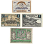Banknoten, Deutschland / Germany, Lots und Sammlungen. Friedrichroda in Thüringen 10 Pfennig ND(1920). Fürstenberg i. Mecklenburg 2 x 1 Mark 1921. Bra...