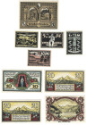 Banknoten, Deutschland / Germany, Lots und Sammlungen. Bensheim 50 Pfennig 1920. Bentheim 10, 25, 50 Pfennig ND(1921) und 1 Mark 1920. Markt Berchtesg...