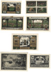 Banknoten, Deutschland / Germany, Lots und Sammlungen. Kreis Ballenstedt 2 x 5 Pfennig, 2 x 10 Pfennig, 25, 50 und 75 Pfennig 1921. Rolandstadt Belger...
