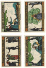Banknoten, Deutschland / Germany, Lots und Sammlungen. Notgeld Pößneck. 25 Pfennig, 3 x 50 Pfennig 1921. Lot von 4 Banknoten. Kassenfrisch