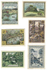 Banknoten, Deutschland / Germany, Lots und Sammlungen. Notgeld Rehmen. 2 x 25 Pfennig, 3 x 50 Pfennig 1921. Lot von 5 Banknoten. Kassenfrisch