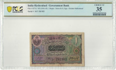 Banknoten, Indien / India. India-Hyderabad / Government Bank. 1 Rupee ND (1941-1945). Series B-X, Sign.: Ghulam Muhammad. Serial # M/3 281903. Pick # ...