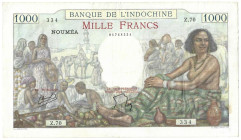 Banknoten, Neukaledonien / New Caledonia. Banque de l'Indochine. NOUMEA. 1000 Francs. II