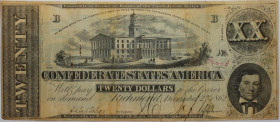 Banknoten, USA / Vereinigte Staaten von Amerika, Konförderierte Staaten von Amerika / Confederate States of America. 20 Dollars 02.12.1862. Serie: B, ...