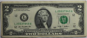 Banknoten, USA / Vereinigte Staaten von Amerika, Federal Reserve Bank Notes. 2 Dollars 2009. I