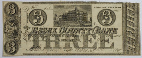 Banknoten, USA / Vereinigte Staaten von Amerika, Obsolete Banknotes. Keeseville, NY- Essex County Bank Spurious. 3 Dollars 1850. (Oct. 4, 1850). II