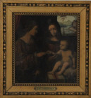 Kunst und Antiquitäten / Art and antiques. Ölgemälde. Gefolgsmann Luini Bernardino. 17-18 Jahrhundert. Maße Gemälde: 22 x 20.5 cm. Maße mit Rahmen: 30...