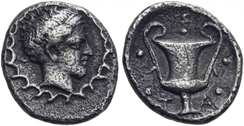CALABRIA. Tarentum. Circa 450-380 BC. Pentonkion (Silver, 9.5 mm, 0.67 g, 2 h). ...