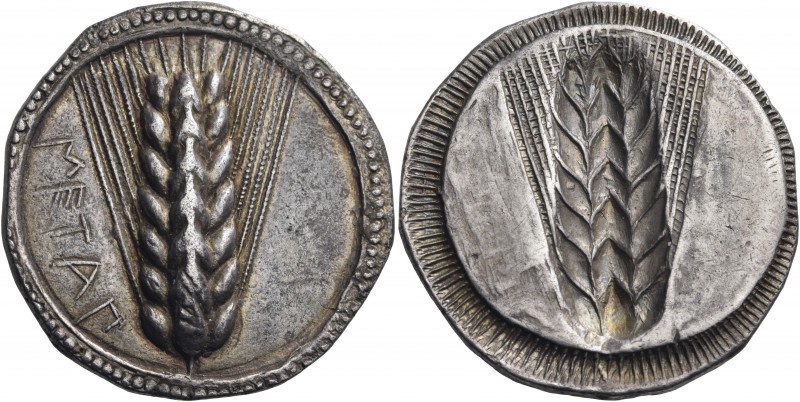 LUCANIA. Metapontum. Circa 515-510 BC. Stater (Silver, 26 mm, 7.99 g, 12 h). ΜΕΤ...
