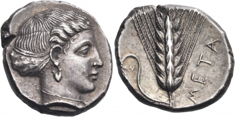 LUCANIA. Metapontum. Circa 400-340 BC. Nomos or Didrachm (Silver, 20 mm, 7.63 g,...