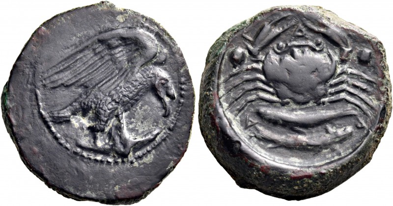 SICILY. Akragas. Circa 420-410 BC. Hexas (Bronze, 19 mm, 7.82 g). Eagle right, c...